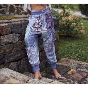 Free People Intimately Fun And Games Harem Pants Embroidered Lace Print L 289273